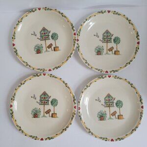 Thomson Pottery Birdhouse Design Plates Set Of 4 - 9 Inch Diameter